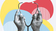 © Prostock-studio - Hands of an African doctor hold a stethoscope ready for a medical check up. The doctor stands against a backdrop featuring various colors.
