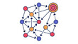 © MdChadAli - Backlink strategy vector icon illustration of a digital marketing network with interconnected nodes and arrows for SEO optimization, link building, data flow visualization, and web connectivity.
