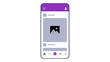 © MdMekrail - Minimalist vector illustration of a smartphone showing a social media app interface with a news feed, profile icons, and navigation menu, ideal for mobile UI/UX design and app development.