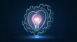 © thenort - Digital image of a glowing lightbulb inside a heart, encircled by a gear and arrows