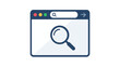 © SyedHaseeb - Vector illustration of a web browser window with a magnifying glass icon, representing search engine optimization, online data analysis, and internet browsing in a flat minimalist design style.