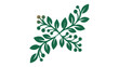 © Maheen  - Symmetrical botanical vector illustration featuring elegant leaf branches and berries in a warm green to orange gradient, minimalist floral icon for page layout, branding, and graphic design.