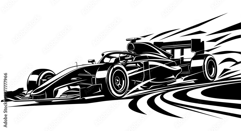 Dynamic Formula 1 Race Car in Action on Track. Stock Vector | Adobe Stock