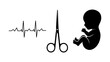 © Md - An illustration shows a baby silhouette with medical scissors and a heartbeat line.