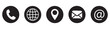 © Daishin - Web contact and communication icon. Call us, location, internet, mail and home icons. Linear and round.