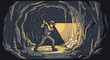 © fandy - Man digging with a shovel underground.