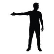 © Aminul - Silhouette of person standing with one arm extended outward in relaxed pose vector on white background