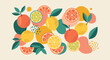 © Elif - Colorful Fruit Pattern with Sliced Oranges Lemons and Limes on Beige Background