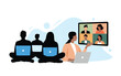 © fatimatz - Diverse individuals work on laptops and participate in a virtual video conference meeting