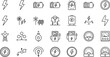© MdAlom - Energy and electricity line icons set with power battery charging renewable sources voltage meter and electrical technology concepts