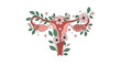 © Rabby - Artistic floral illustration of the female reproductive system uses blooming flowers to represent health and beauty.