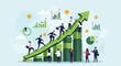 © RizkyAji - Business people climbing growth graph upward.