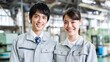 © AI-HAL8 - Japanese male and female workers in uniform smiling