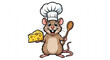 © Adobe - Cartoon chef mouse holding cheese and spoon funny character illustration for culinary concepts and food branding isolated on white