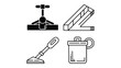 © abidakhatun - Cleaning Equipment Icon Set: A collection of various cleaning tools and equipment, essential for maintaining cleanliness in homes and commercial settings, is presented in a sleek, minimalist style.