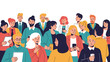 © Kamal - Large group of diverse professional people standing together in a crowd wearing smart business attire and casual clothing.