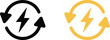 © Eva Elrod - Lightning bolt icon set, modern vector icons depicting electric power in circular motion for technology, energy, and motion graphics projects.
