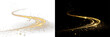 © ALEXA - Golden magic dust particles curved light line sparkling wave glitter shine transparent background PNG