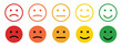 © Hilman - feedback emoji. emoticons set , rating scale of customer satisfaction rating with 5 levels ; good, medium, bad or happy smile, neutral, angry emojis - smiley icon set. vector illustration
