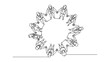 © Three - Continuous line drawing of diverse people joining hands in a circle. Continuous line style. Hand drawn. Line art. Vector design. illustrations