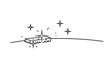 © MS - Minimalist line drawing of a metal crown or bottle cap on a curved surface surrounded by sparkling four pointed stars for emphasis.