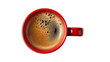 © Piotr - Top view of a red coffee mug filled with hot espresso, isolated on transparent background