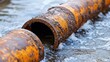 © Lesuna - Rusty orange pipe section discharging water
