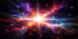 © Alpha Designs - An abstract cosmic nebula glows with vibrant blue and purple energy as a bright supernova explosion shines across the dark starry night of the deep fantasy universe