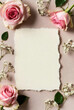 © Majid - Old-style Rose card, Rose around the message paper