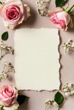 Old-style Rose card, Rose around the message paper