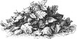 © Purple_Lamp - Pile of fallen autumn leaves detailed vintage hand drawn sketch of dry foliage and plant debris