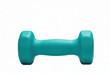© abmo - One small cyan colored hand weight for strength training isolated on a clean white background