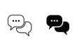 © ASHRAFUR  - Set of two chat bubbles with ellipsis, one outlined white and one solid black, vector illustration