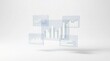 © Gojek - Futuristic transparent data dashboards with charts and graphs floating