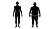 © Design lens - Silhouette comparison of a slim and obese male body front view