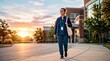 © Bay - Nurse walking outside in evening light near health facility