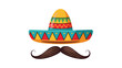 © MDRipon - Festive Mexican themed graphic featuring a colorful patterned sombrero hat above a large dark mustache, perfect for celebration decorations.