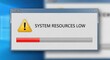 © Shibly Sadik - An alert notification indicating critical system resources depletion on an outdated computer interface