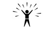 © Shakil - A simple black silhouette of a person with arms raised in celebration surrounded by radiating lines