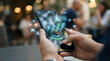 © mother - Social media metrics / marketing growth on smartphone, digital analytics and increased follower on mobile screen, viral content engagement and data visualization