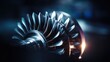 © FaizulPe - Close-up of intricate jet engine turbine blades showcasing advanced aerospace engineering and powerful mechanical design.