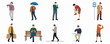 © Khusnul - Flat Illustration Diverse Man Doing Various Activities and Poses Lifestyle People