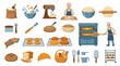 © yachyah - Flat Vector Icons of Baking Tools, Bread, and Bakery Equipment