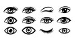 © Shuvo - Collection of diverse black and white eye illustrations with varied styles and expressions