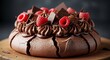 © Luppy Studio - Decadent chocolate dessert crowned with whipped cream and fresh berries offering a delightful sweet treat for any occasion and celebrating confectionery artistry with rich flavor and appealing