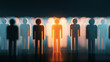 © lnsu - Business Team with One Highlighted Individual Standing Out from the Crowd