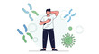 © kala - Man with chromosomes and virus, concept of genetics, immunity, and disease
