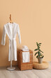 © Pixel-Shot - Interior of room with laundry basket, bathrobe and pouf