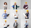 © Pixel-Shot - Collage of engineers on grey background
