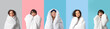 © Pixel-Shot - Group of women with soft blankets on color background